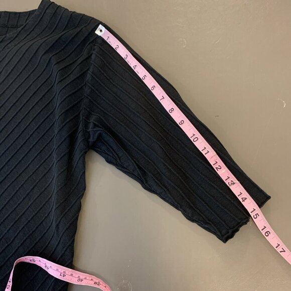 Focus Casual Life 3/4 Sleeve Tunic Top Black Knit Pocket Lagenlook Womens S - Picture 15 of 16